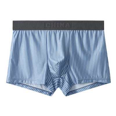 Σέξι άντρες Ice Silk Boxer Ριγέ Φαρδιά Σλιπ Εσώρουχα πουγκί Bugle Εσώρουχα χωρίς ραφές ελαστικό σορτς μπαούλες Casual Swim κοντά σώβρακα