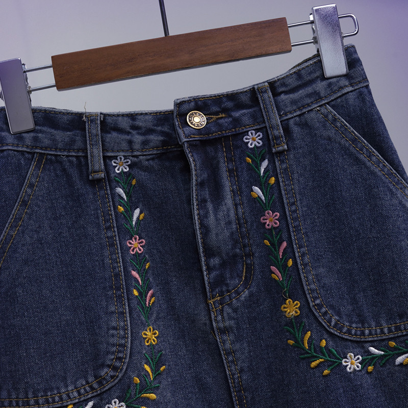 Traper suknja Ženska ljetna Vintage duge suknje s cvjetnim vezom visokog struka Plus veličina 5xl Ulična ležerna uska jeans suknja