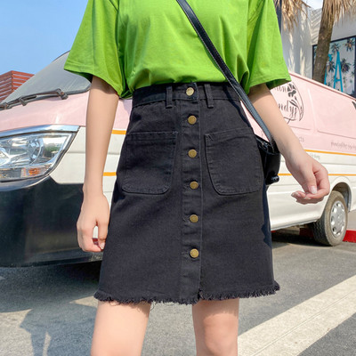 Ženske ljetne traper suknje visokog struka A-kroja Debele MM studentske ležerne uske modne suknje s jednim kopčanjem Ženska ulična odjeća