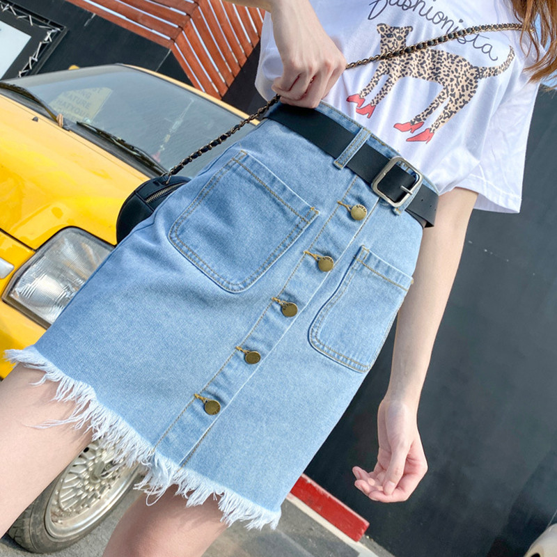 Ženske ljetne traper suknje visokog struka A-kroja Debele MM studentske ležerne uske modne suknje s jednim kopčanjem Ženska ulična odjeća