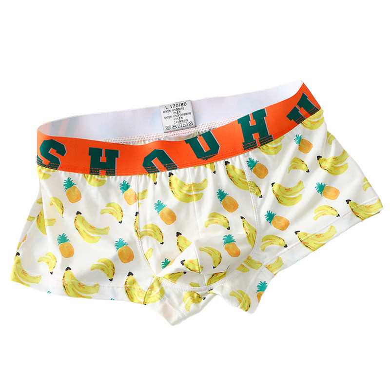 Vară Bărbați Boxeri din mătase de gheață Chiloți imprimați fără sudură Elasticitate Pantaloni scurți de baie Chiloți Respirabil Casual