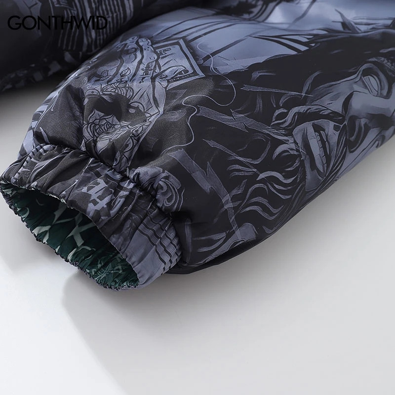 Hip hop reverzibilna jakna muška parka ulična odjeća zimska debela topla punk gotička prevelika jakna 2023 Harajuku moda ležerna na otvorenom