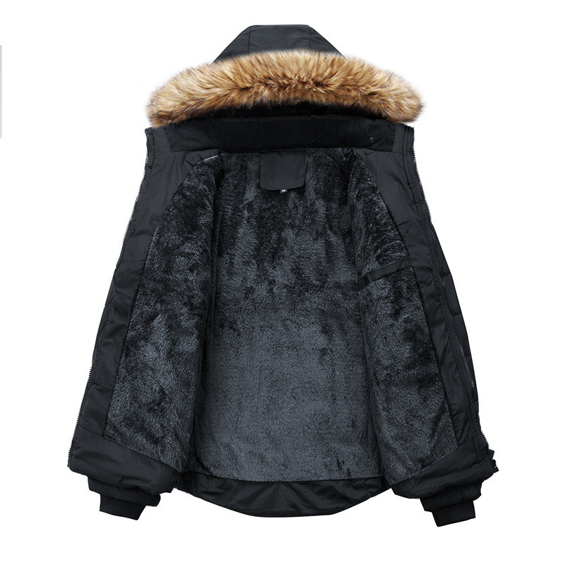 Muška zimska jakna Krzneni ovratnik Podstavljena vanjska odjeća Kaput s kapuljačom Muž Vjetrovka od flisa Parka Muški debeli topli muški kaput
