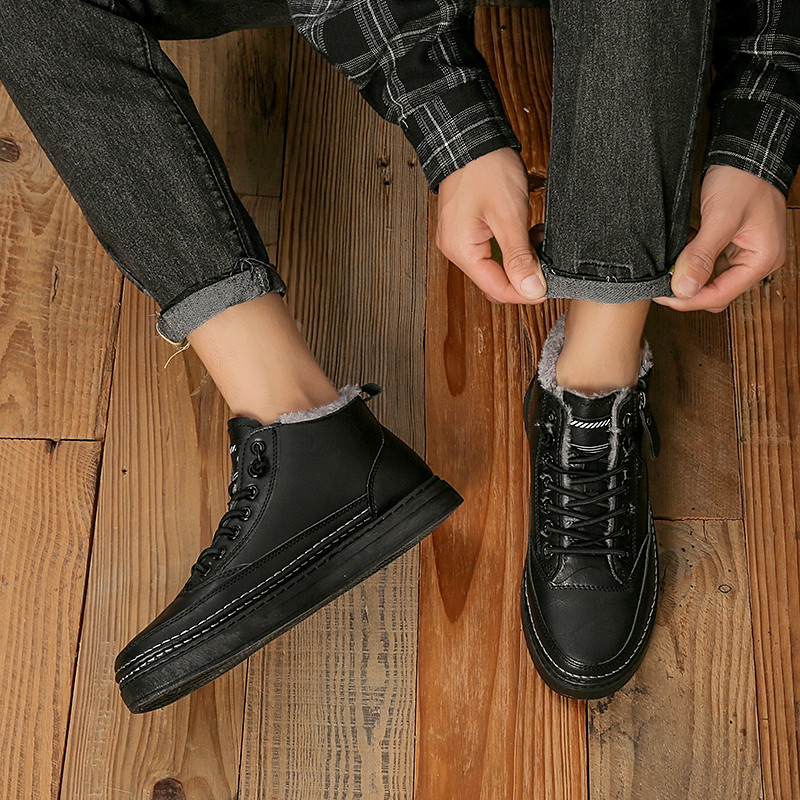 Zimske čizme Muške vodootporne termo pamučne cipele Visoke modne ravne cipele za ležerne trendove Korejska verzija Cipele s alatom Student