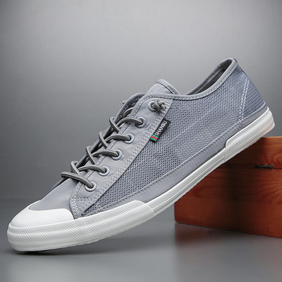 2022 m. nauji vyriški vulkanizuoti batai, vasariniai paprasti „Joker“ batai, balti, kvėpuojantys drobiniai tinkleliai, juodi chaki spalvos, S21631