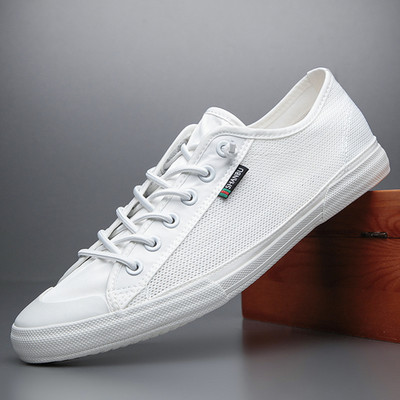 2022 m. nauji vyriški vulkanizuoti batai, vasariniai paprasti „Joker“ batai, balti, kvėpuojantys drobiniai tinkleliai, juodi chaki spalvos, S21631