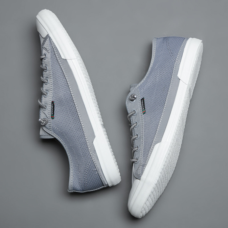 2022 m. nauji vyriški vulkanizuoti batai, vasariniai paprasti „Joker“ batai, balti, kvėpuojantys drobiniai tinkleliai, juodi chaki spalvos, S21631