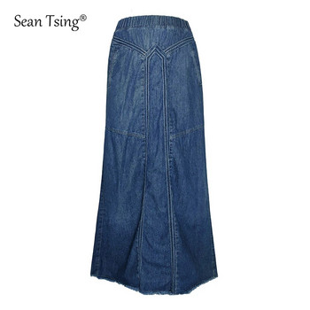 Sean Tsing® S-4XL Plus Size Τζιν φούστες Γυναικείες ελαστικές μέσης casual χαλαρές μπλε καουμπόικες μακριές φούστες Vintage Faldas Mujer Moda 2023