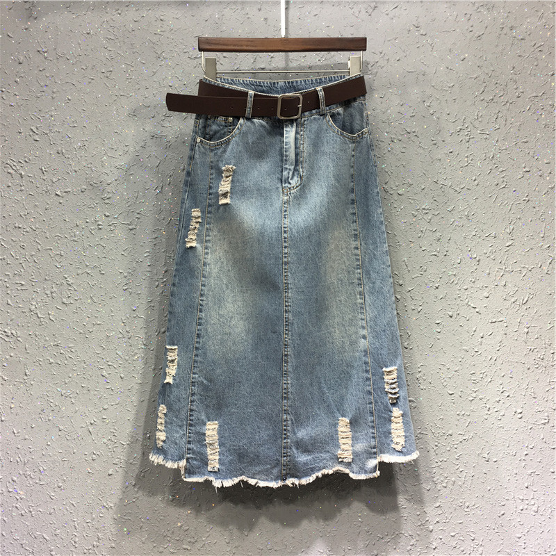 S-5XL Fusta lungă de blugi pentru femei, la moda de vară, cu talie înaltă, cu linie A, cu blugi, de primăvară, ocazională, vintage, de dimensiuni mari