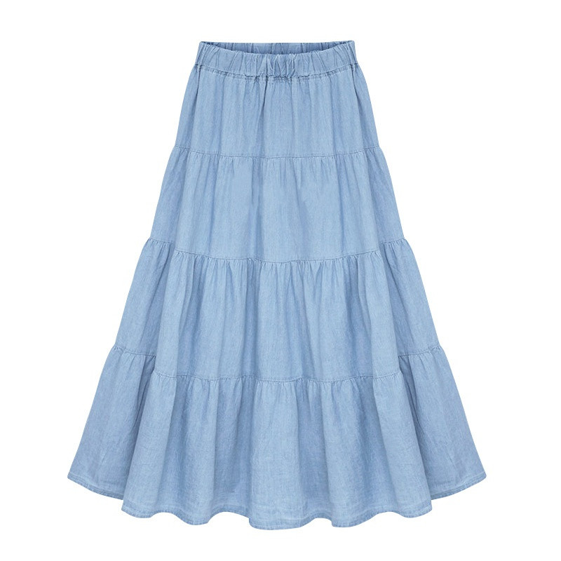 Μεγάλο μέγεθος S-6XL Γυναικεία μακριά Maxi τζιν φούστα Άνοιξη Καλοκαίρι Φθινόπωρο Μόδα Κομψή Casual Flare Πλισέ Λεπτή Φαρδιά Jean φούστα