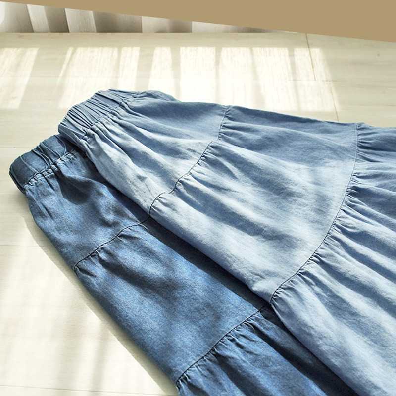 Μεγάλο μέγεθος S-6XL Γυναικεία μακριά Maxi τζιν φούστα Άνοιξη Καλοκαίρι Φθινόπωρο Μόδα Κομψή Casual Flare Πλισέ Λεπτή Φαρδιά Jean φούστα