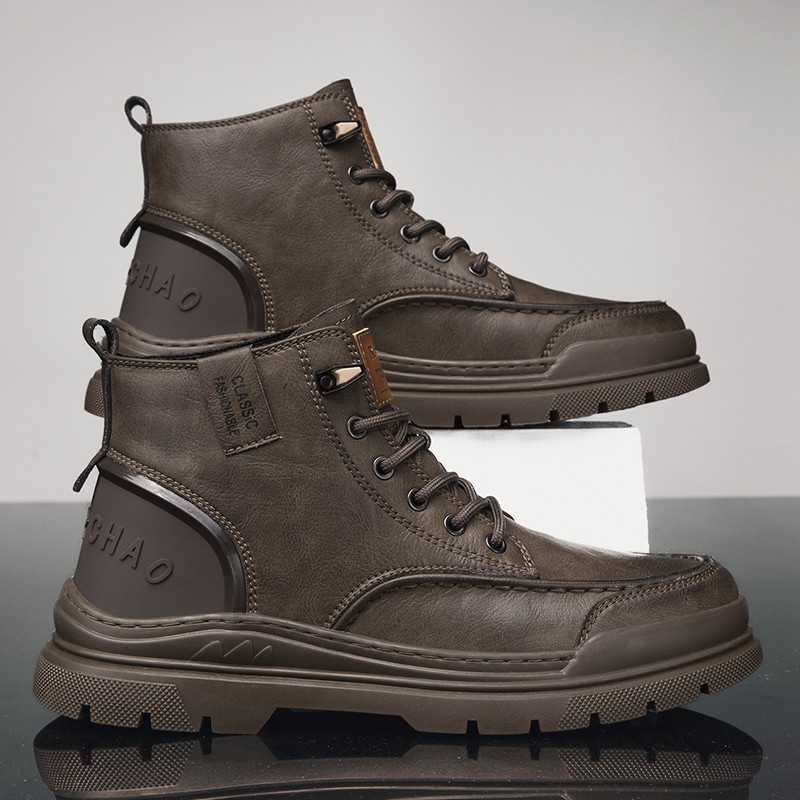 NOVÉ pánske čižmy Matin's, jesenné klasické kožené členkové čižmy na platforme, dámske krátke čižmy s okrúhlou špičkou