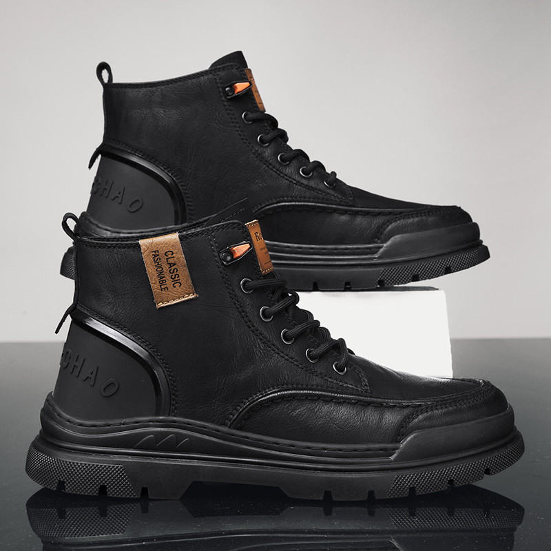 NOVÉ pánske čižmy Matin's, jesenné klasické kožené členkové čižmy na platforme, dámske krátke čižmy s okrúhlou špičkou