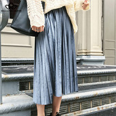 Bella Philosophy Χειμερινή γυναικεία μακριά φούστα Vintage Γυναικεία πλισέ βελούδινη φούστα ψηλή μέση Mid Calf Plus Size S-6XL