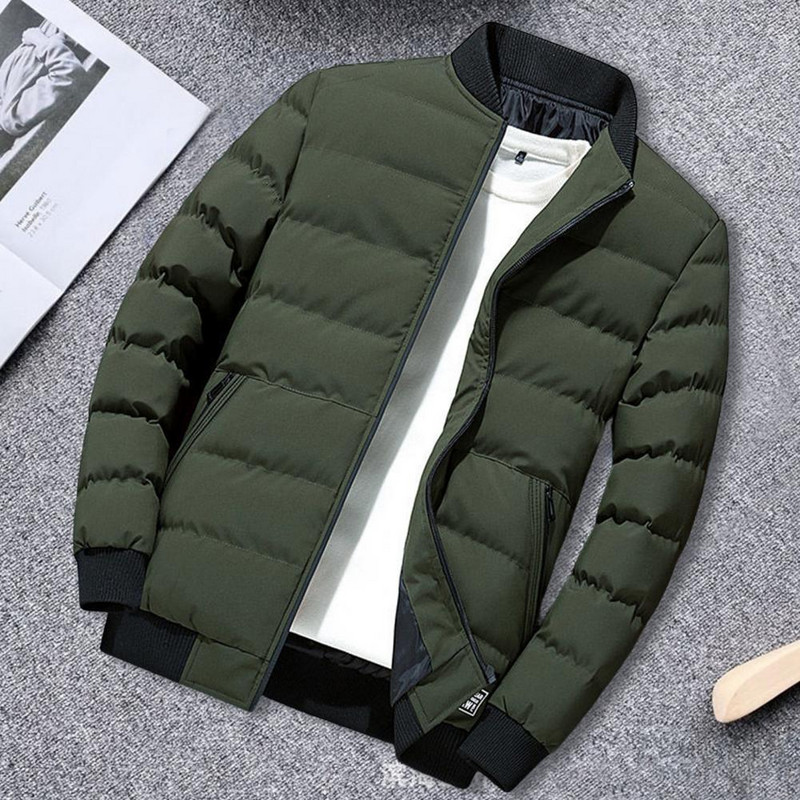 Jachetă bomber la modă, cu nervuri groase, pe fund, jachetă de iarnă pentru bărbați, buzunare rezistente la frig.