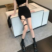 Fusta cu mini bandaj Harajuku Y2k pentru femei Fusta sexy cu talie înaltă Culoare uni Versiune coreeană Slim Chic Clubwear