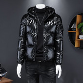 Novi zimski jednobojni sjajni pamučni kaput kratki stil osobnosti trend kaput srebrno crni ležerni velika veličina M-5XL muška odjeća