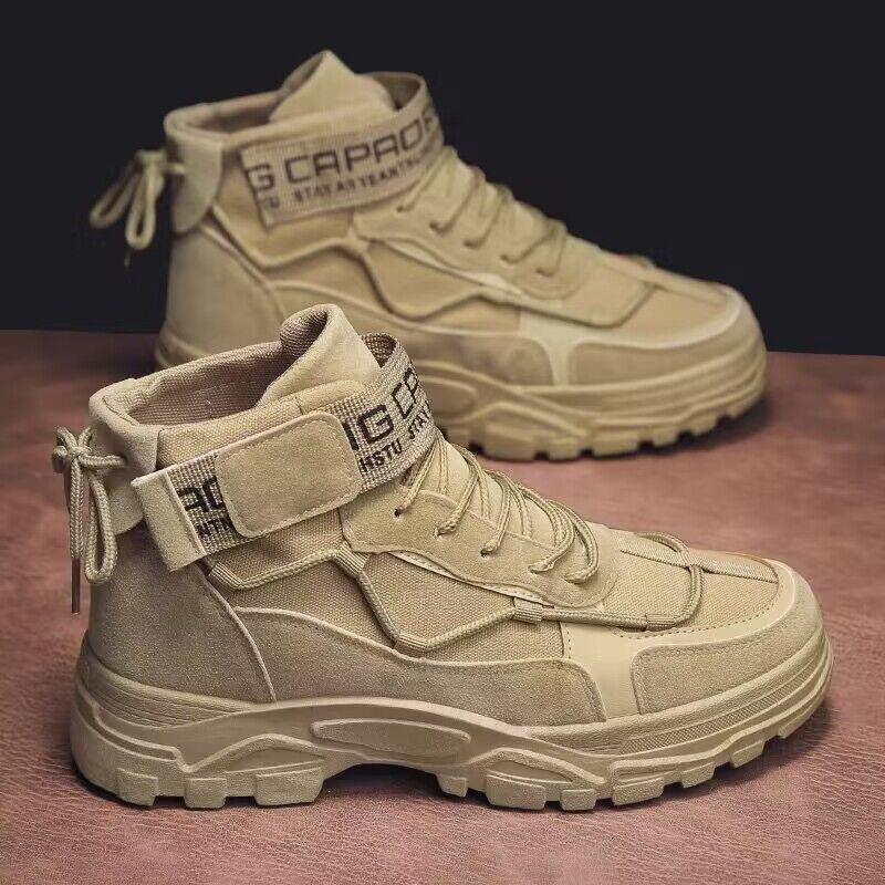 Cizme Scurte Pantofi Barbati Toamna Noi Pantofi Inalti pentru Barbati Versiune coreeana Talpa groasa Cizme scurte retro britanice Pantofi moda