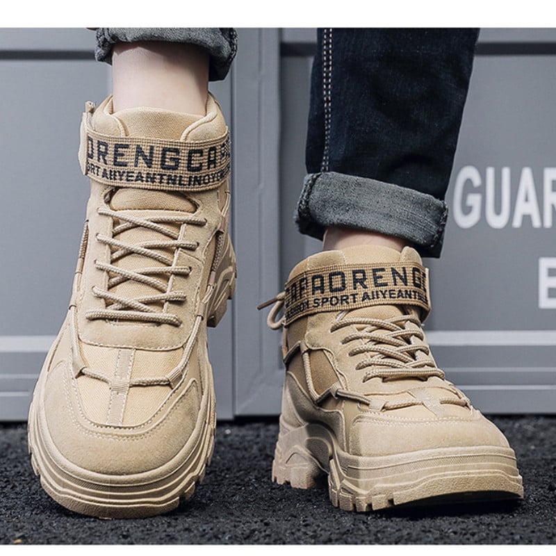 Cizme Scurte Pantofi Barbati Toamna Noi Pantofi Inalti pentru Barbati Versiune coreeana Talpa groasa Cizme scurte retro britanice Pantofi moda