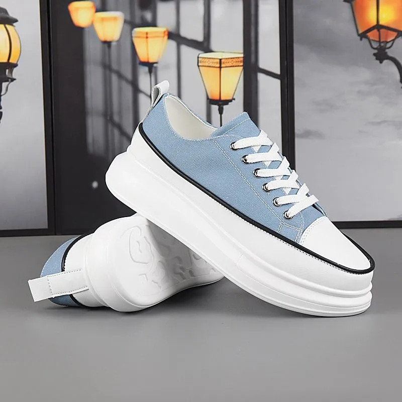 Par platnenih cipela Visokokvalitetne cipele s visokom platformom muške ležerne sportske cipele ženske crne i plave cipele