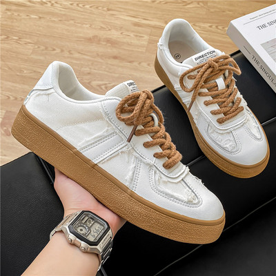 Vyriški sportiniai bateliai, pralaidūs kvėpuojantys plokščiapadžiai Batai Drobiniai vulkanizuoti batai Klasikiniai vaikščiojimo neslystantys balti sportbačiai Tenis Feminino