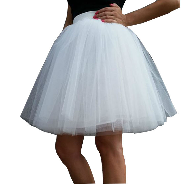 Fuste albe din tul 4 straturi Fuste cu bule din organza Jupon Lolita pentru femei Fusta Midi 2021