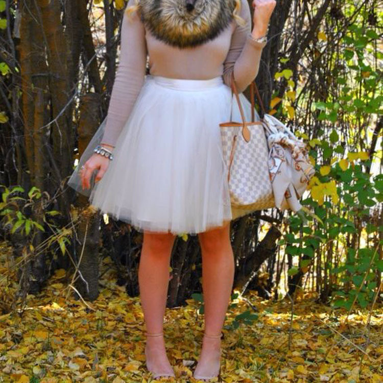 Fuste albe din tul 4 straturi Fuste cu bule din organza Jupon Lolita pentru femei Fusta Midi 2021