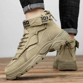 Pánske jesenné topánky Martin Boots, vysoké topánky do britskej púšte, pracovné oblečenie, pánska obuv, športová ochrana práce, krátke čižmy