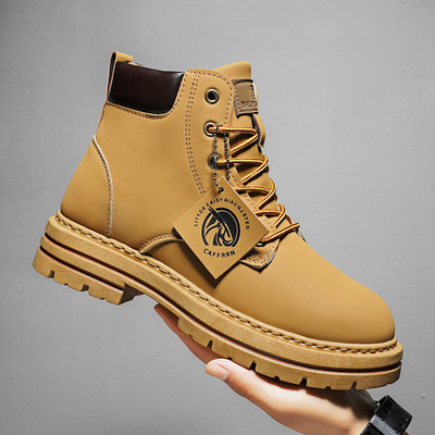 Ψηλά μποτάκια ανδρικά δερμάτινα παπούτσια Μόδα υπαίθρια μοτοσικλέτα Στρατιωτικές μπότες αρσενικά στρογγυλά δάχτυλα Winter Tactical Lace Up Botas