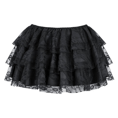 Σέξι στρώσεις δικτυωτό τούλι δαντέλα Μίνι φούστα με πλισέ Gothic φούστες Showgirl Party Dance Φούστα Tutu Plus Size S-6XL