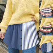 Extensii pentru cămașă pentru femei, imprimeu cu dungi Stratificare reglabilă, top fals, tiv, cămașă, extensie inferioară, cu bandă elastică în talie, mini-fustă