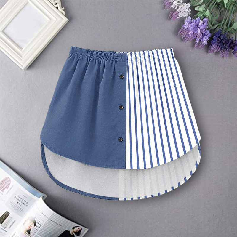 Extensii pentru cămașă pentru femei, imprimeu cu dungi Stratificare reglabilă, top fals, tiv, cămașă, extensie inferioară, cu bandă elastică în talie, mini-fustă