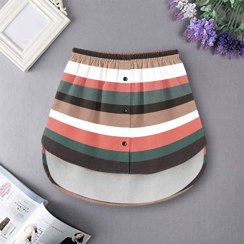 Extensii pentru cămașă pentru femei, imprimeu cu dungi Stratificare reglabilă, top fals, tiv, cămașă, extensie inferioară, cu bandă elastică în talie, mini-fustă