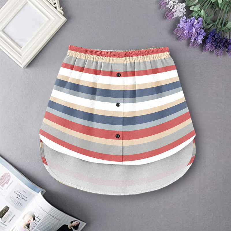 Extensii pentru cămașă pentru femei, imprimeu cu dungi Stratificare reglabilă, top fals, tiv, cămașă, extensie inferioară, cu bandă elastică în talie, mini-fustă