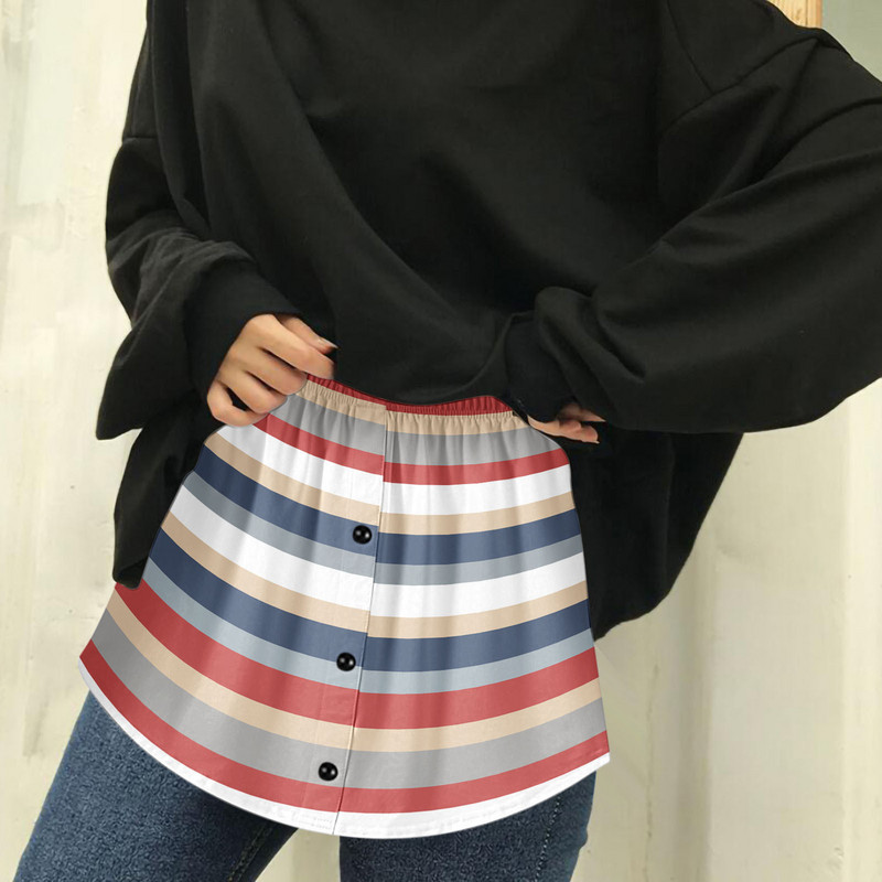 Extensii pentru cămașă pentru femei, imprimeu cu dungi Stratificare reglabilă, top fals, tiv, cămașă, extensie inferioară, cu bandă elastică în talie, mini-fustă