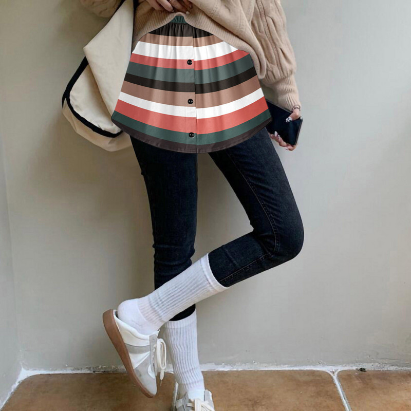 Extensii pentru cămașă pentru femei, imprimeu cu dungi Stratificare reglabilă, top fals, tiv, cămașă, extensie inferioară, cu bandă elastică în talie, mini-fustă