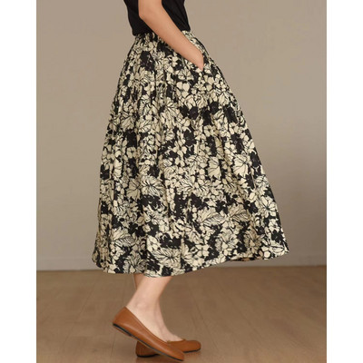 2023 Νέα 100% βαμβακερή φούστα με στάμπα Half Plus Size 4XL μήκους με ελαστική μέση στάμπα μεγάλη κούνια φούστα