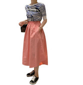 Fusta șic din bumbac asimetrie, in, femei, față, scurtă, spate, plus, fuste coreene, primăvară, toamnă, fuste lungi vintage pentru femei