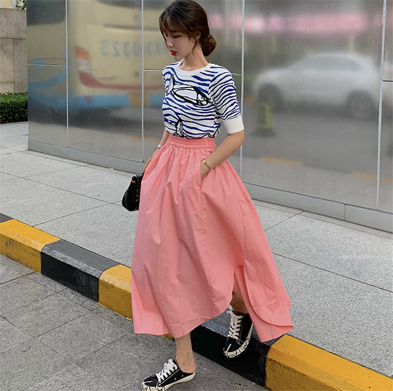 Fusta șic din bumbac asimetrie, in, femei, față, scurtă, spate, plus, fuste coreene, primăvară, toamnă, fuste lungi vintage pentru femei