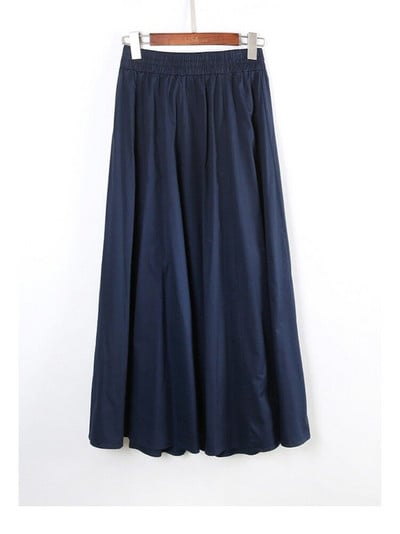 Jarná dámska sukňa s veľkými veľkosťami 2023, jeseň, bavlna a ľan, dámska móda s elastickým pásom, vintage dlhé maxi sukne v kórejskom štýle