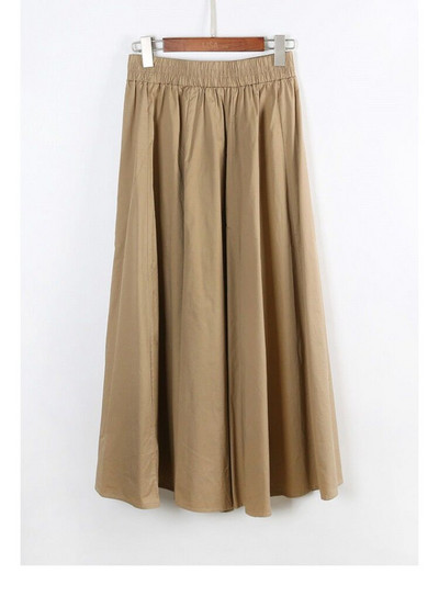 Jarná dámska sukňa s veľkými veľkosťami 2023, jeseň, bavlna a ľan, dámska móda s elastickým pásom, vintage dlhé maxi sukne v kórejskom štýle