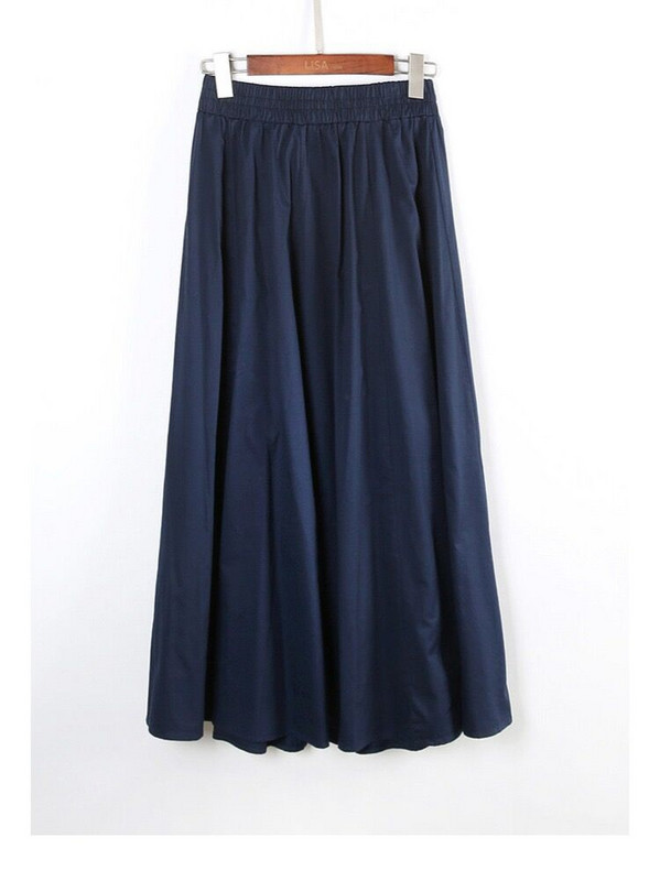 Jarná dámska sukňa s veľkými veľkosťami 2023, jeseň, bavlna a ľan, dámska móda s elastickým pásom, vintage dlhé maxi sukne v kórejskom štýle