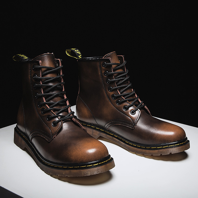 2023. Zimske crne visoke muške čizme Martin čizme na vezanje Slobodno vrijeme Univerzalne muške ležerne čizme Neklizajuće Trend gumene muške ravne čizme