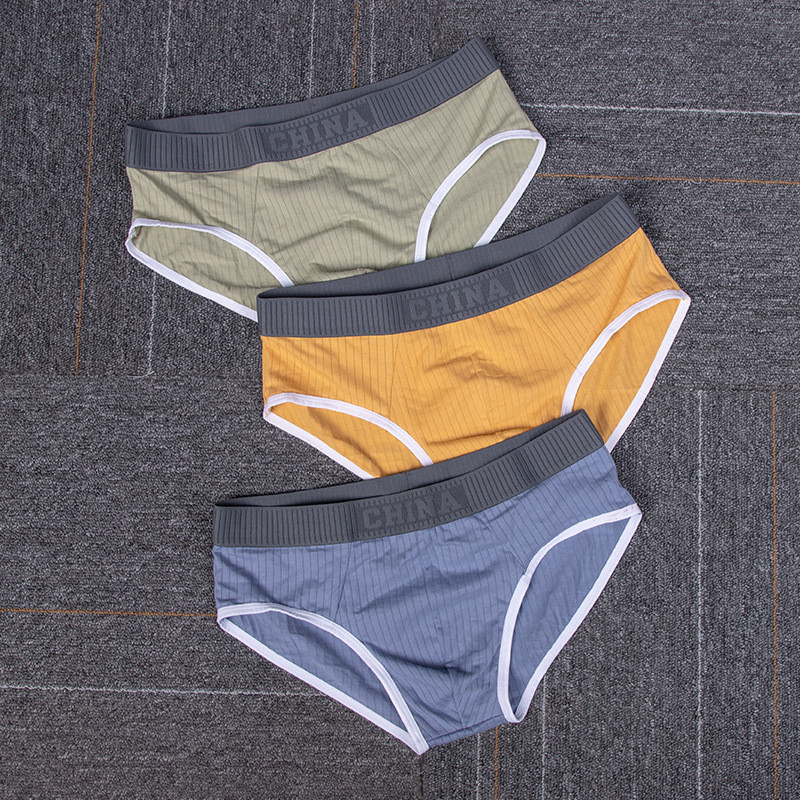 Lenjerie din bumbac solid pentru bărbați, husă convexă, slip cu talie mijlocie, respirabil, pentru tineret, elastic, moale, slip chiloți solidi, confortabil