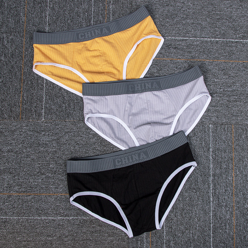 Lenjerie din bumbac solid pentru bărbați, husă convexă, slip cu talie mijlocie, respirabil, pentru tineret, elastic, moale, slip chiloți solidi, confortabil