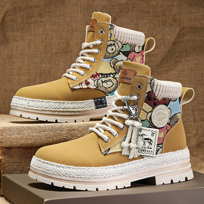 Nové pánske zimné topánky, outdoorové topánky na platforme, dizajnérske pánske topánky z roku 2023, pohodlné púštne topánky, motocyklové topánky v pouličnom štýle