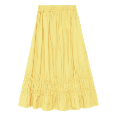 2023 Korean Elegant High Waist ilgas medvilninis lininis sijonas Plisuotas saldus maxi Sijonas rožinis geltonas violetinis mėlynas Didelio dydžio pavasariniai sijonai