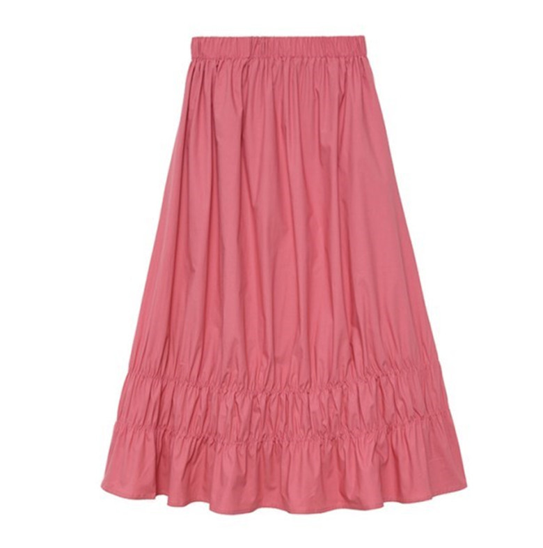 2023 Korean Elegant High Waist ilgas medvilninis lininis sijonas Plisuotas saldus maxi Sijonas rožinis geltonas violetinis mėlynas Didelio dydžio pavasariniai sijonai