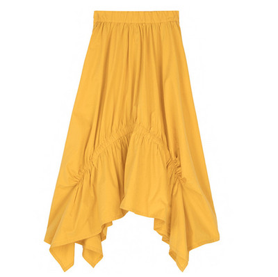 Noua fustă asimetrică din bumbac Autunm 2023, fuste lungi vintage cu talie înaltă, fuste de vară cu mărime mare