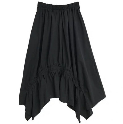 Noua fustă asimetrică din bumbac Autunm 2023, fuste lungi vintage cu talie înaltă, fuste de vară cu mărime mare